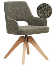 Wyld and Coco Nordic Nest Swivel Dining Chair - Green Boucle, Curved Ergonomic Back, Oak Legs - thumbnail 3