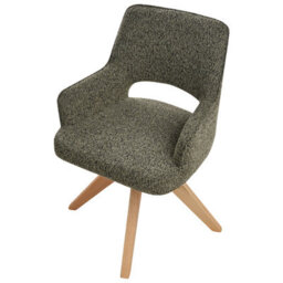Wyld and Coco Nordic Nest Swivel Dining Chair - Green Boucle, Curved Ergonomic Back, Oak Legs - thumbnail 6