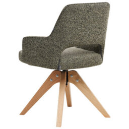 Wyld and Coco Nordic Nest Swivel Dining Chair - Green Boucle, Curved Ergonomic Back, Oak Legs - thumbnail 5