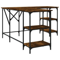 Berkfield Desk Smoked Oak 139X139X75 Cm Engineered Wood - thumbnail 6