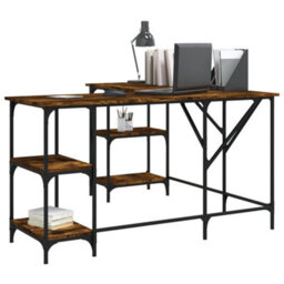 Berkfield Desk Smoked Oak 139X139X75 Cm Engineered Wood - thumbnail 3