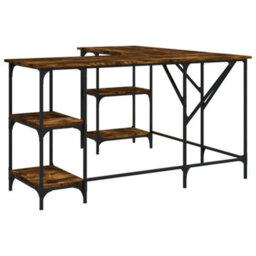 Berkfield Desk Smoked Oak 139X139X75 Cm Engineered Wood - thumbnail 2