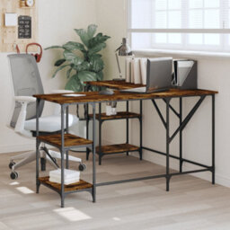 Berkfield Desk Smoked Oak 139X139X75 Cm Engineered Wood - thumbnail 1