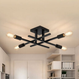 Emitto Semi Flush Mount Ceiling Light Fixture Matte Black 4 Light E27 Socket - thumbnail 1