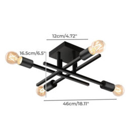 Emitto Semi Flush Mount Ceiling Light Fixture Matte Black 4 Light E27 Socket - thumbnail 4