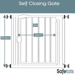 Safetots Pressure Fit Self Closing Stair Gate, 75Cm - 82Cm, Slate Grey, Auto Closing Baby Gate, Safety Barrier - thumbnail 3
