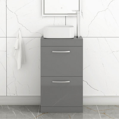 Royal Bathrooms 500mm Floor Standing Vanity Unit 2 Drawer Indigo Grey Gloss & Countertop Basin - Elena - image 1