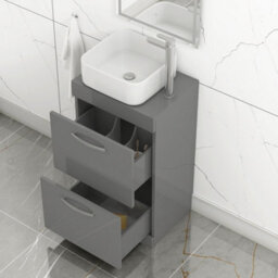 Royal Bathrooms 500mm Floor Standing Vanity Unit 2 Drawer Indigo Grey Gloss & Countertop Basin - Elena - thumbnail 3