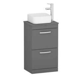 Royal Bathrooms 500mm Floor Standing Vanity Unit 2 Drawer Indigo Grey Gloss & Countertop Basin - Elena - thumbnail 4