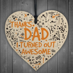 Red Ocean Thanks Dad Awesome Hanging Wooden Heart Fathers Day Gifts Daughter Son Funny Thank You - thumbnail 1