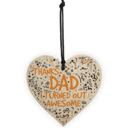 Red Ocean Thanks Dad Awesome Hanging Wooden Heart Fathers Day Gifts Daughter Son Funny Thank You - thumbnail 5