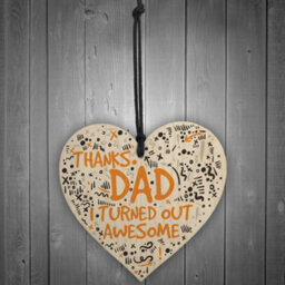 Red Ocean Thanks Dad Awesome Hanging Wooden Heart Fathers Day Gifts Daughter Son Funny Thank You - thumbnail 2