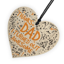 Red Ocean Thanks Dad Awesome Hanging Wooden Heart Fathers Day Gifts Daughter Son Funny Thank You - thumbnail 6