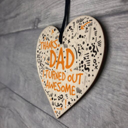 Red Ocean Thanks Dad Awesome Hanging Wooden Heart Fathers Day Gifts Daughter Son Funny Thank You - thumbnail 7