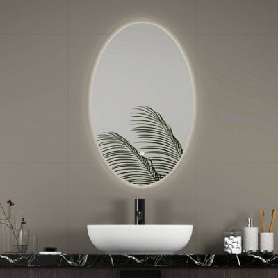 Royal Bathrooms Aspen 500 X 800mm Frameless Oval Backlit Led Illuminated Bathroom Mirror - Anti-Fog - image 1