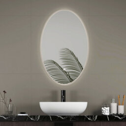 Royal Bathrooms Aspen 500 X 800mm Frameless Oval Backlit Led Illuminated Bathroom Mirror - Anti-Fog