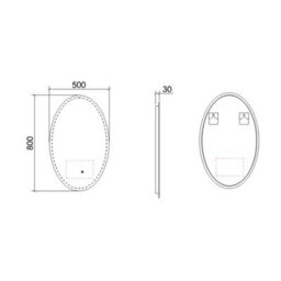 Royal Bathrooms Aspen 500 X 800mm Frameless Oval Backlit Led Illuminated Bathroom Mirror - Anti-Fog - thumbnail 4