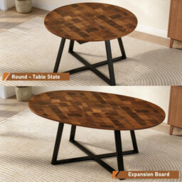Extendable Round Dining Table, 120-160 Cm Oval Kitchen Table - thumbnail 3