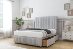 "Comfort The Foxy Silver Naples Divan Bed Set 2 Drawers Left Side - 54"" Floor Standing & 12"" Footboard 3' Single" - thumbnail 2
