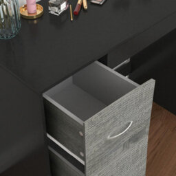 Urbn-Living Urbnliving Height 79.5Cm 3 Drawer Wooden Bedroom Dressing Computer Work Table Desk Black Carcass And Ash Grey Drawers Jewellery - thumbnail 4