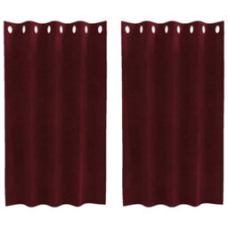 Berkfield Blackout Curtains With Eyelets 2 Pcs Wine Red Velvet - thumbnail 2