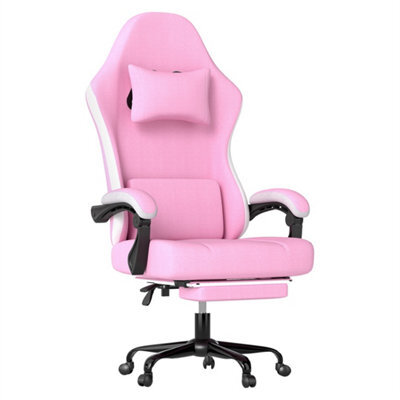 Pink-Gaming Chair Office Recliner Spring Padding - image 1