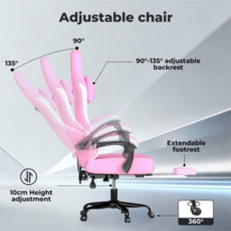Pink-Gaming Chair Office Recliner Spring Padding - thumbnail 4