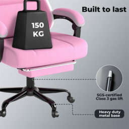 Pink-Gaming Chair Office Recliner Spring Padding - thumbnail 3