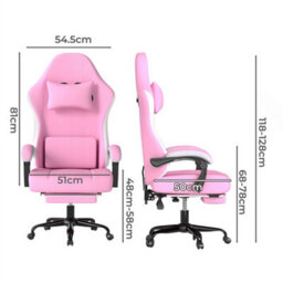 Pink-Gaming Chair Office Recliner Spring Padding - thumbnail 2
