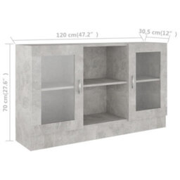 Berkfield Vitrine Cabinet Concrete Grey 120X30.5X70 Cm Engineered Wood - thumbnail 8