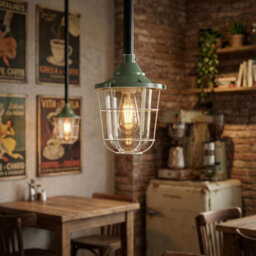 Conduit Pendant Light Kit Industrial Farmhouse Black Steel E27 Green Cage Fitting Ceiling Fixture 50Cm Length Without Bulb - thumbnail 6