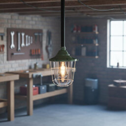 Conduit Pendant Light Kit Industrial Farmhouse Black Steel E27 Green Cage Fitting Ceiling Fixture 50Cm Length Without Bulb - thumbnail 4