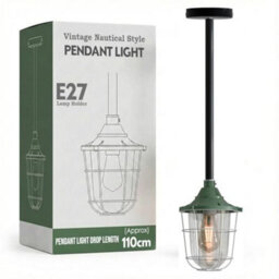 Conduit Pendant Light Kit Industrial Farmhouse Black Steel E27 Green Cage Fitting Ceiling Fixture 50Cm Length Without Bulb