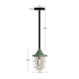 Conduit Pendant Light Kit Industrial Farmhouse Black Steel E27 Green Cage Fitting Ceiling Fixture 50Cm Length Without Bulb - thumbnail 3