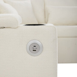 Abrihome Beige L-Shaped Extendable Corner Sofa With Storage, Usb Charging, Cup Holders, Armrest Tray & 4 Cushions - thumbnail 7