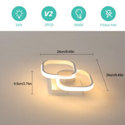 Pheashine White Interlocking Double Square Led Ceiling Light 2 Pack 22W 3000K Warm White 23Cm Aluminum - thumbnail 4
