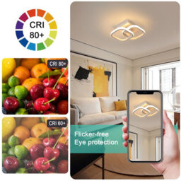 Pheashine White Interlocking Double Square Led Ceiling Light 2 Pack 22W 3000K Warm White 23Cm Aluminum - thumbnail 6