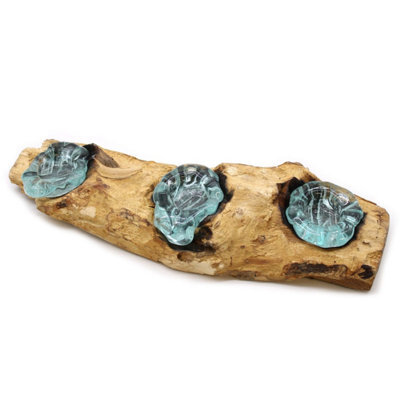Molton Glass & Wood Triple Candle Holder - Handcrafted Natural Decor
