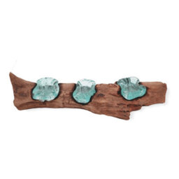 Molton Glass & Wood Triple Candle Holder - Handcrafted Natural Decor - thumbnail 2