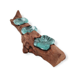 Molton Glass & Wood Triple Candle Holder - Handcrafted Natural Decor - thumbnail 3