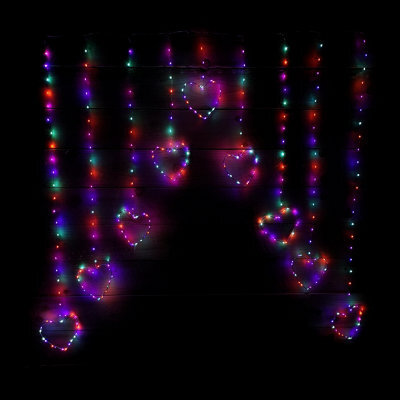 Samuel Alexander 1.2M X 1.2M Light Up Heart Pin Wire Christmas Curtain Lights With 303 Rainbow Leds - image 1