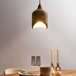 Wyld And Coco Light Brown Mango Wood Pendant Lamp With Curved Opening, Adjustable Drop For Dining And Living Rooms - thumbnail 2