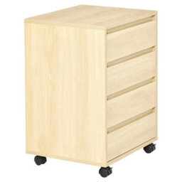 Mobile Vertical Filing Cabinet With 4 Drawers For Home, Natural - thumbnail 5