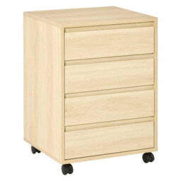 Mobile Vertical Filing Cabinet With 4 Drawers For Home, Natural - thumbnail 1