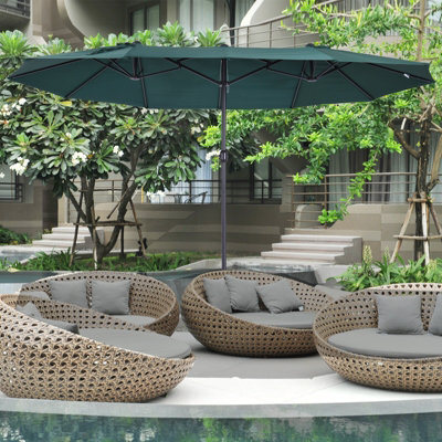 Outsunny 4.6M Garden Patio Umbrella Canopy Parasol Sun Shade W/o Base Green