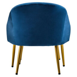 Orsina Midnight Blue Velvet Arm Chair With Footstool, Velvet Upholstered Accent Chair & Footstool, Armchair Set - thumbnail 4