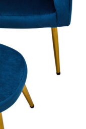 Orsina Midnight Blue Velvet Arm Chair With Footstool, Velvet Upholstered Accent Chair & Footstool, Armchair Set - thumbnail 6