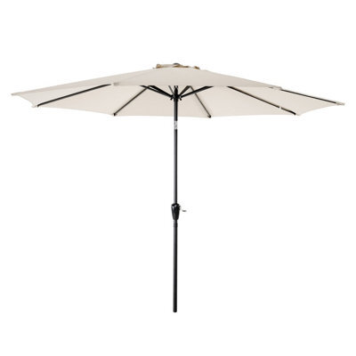 Avestar Outdoor 2.3M Round Parasol, Sun Shade Garden Umbrella With Crank & Push Button Tilt, For Garden, Backyard, Poolside, Beige - image 1