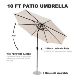 Avestar Outdoor 2.3M Round Parasol, Sun Shade Garden Umbrella With Crank & Push Button Tilt, For Garden, Backyard, Poolside, Beige - thumbnail 4