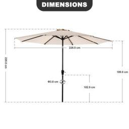 Avestar Outdoor 2.3M Round Parasol, Sun Shade Garden Umbrella With Crank & Push Button Tilt, For Garden, Backyard, Poolside, Beige - thumbnail 3
